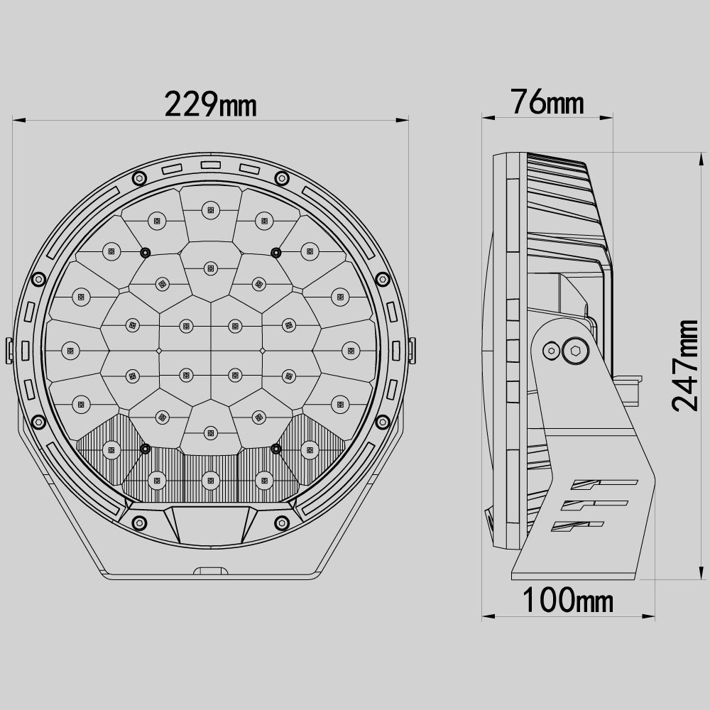 LED Collection - Driving Light HM-2116 size