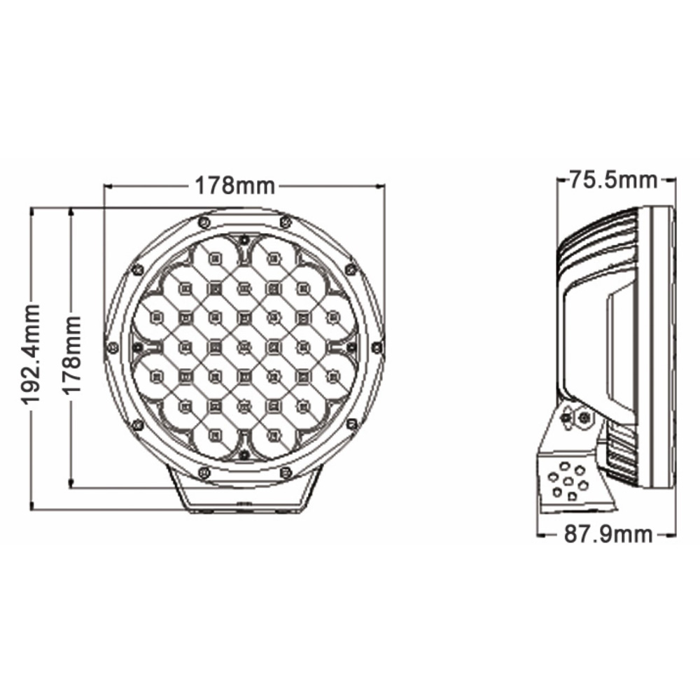 LED Collection - Driving Light HM-F021 size